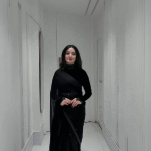 solid chiffon saree with velvet blouse